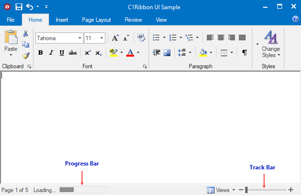 items in status bar