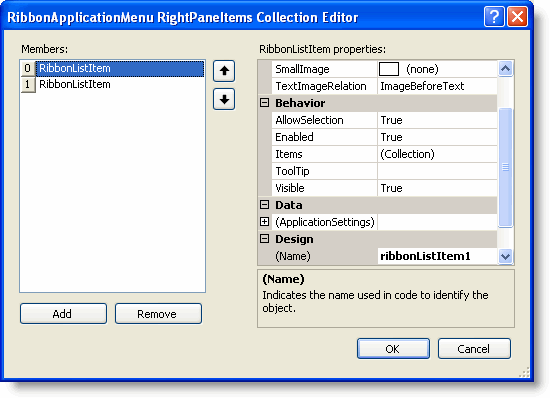 RightPaneItems Collection Editor