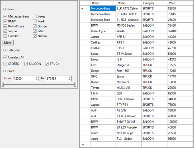 Data Filter UI