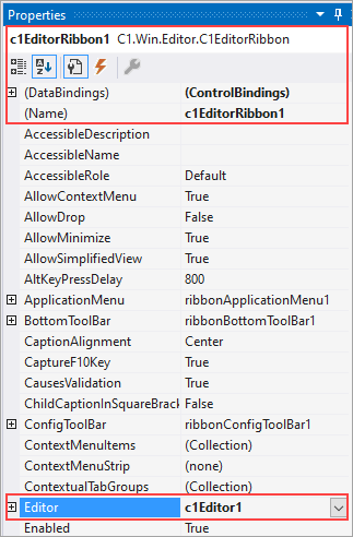 EditorRibbon link to EditorControl