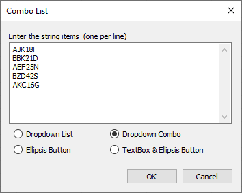 Combo list dialog