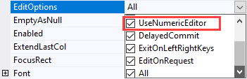 Edit options property at design time