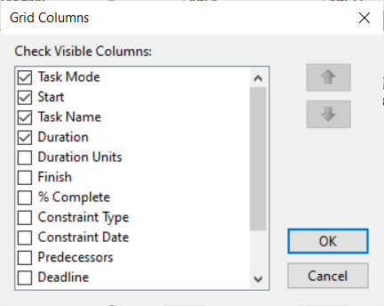 Displays theGrid Columns dialog box in the GanttView control.