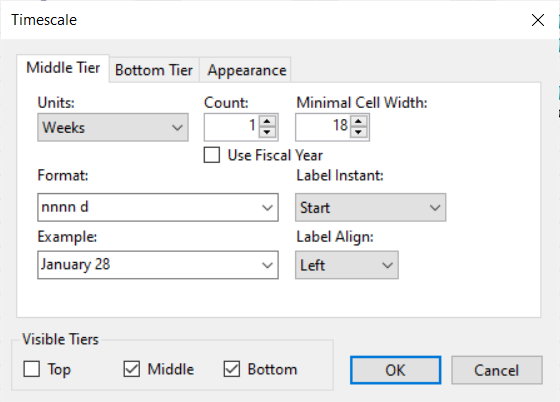 Displays the Timescale dialog box.