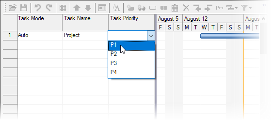 Dropdown in GanttView