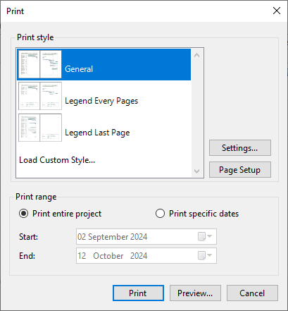 print dialog box