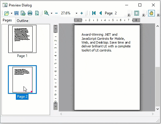 Snapshot of PrintPreview dialog