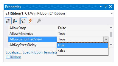 ribbon in simplified view