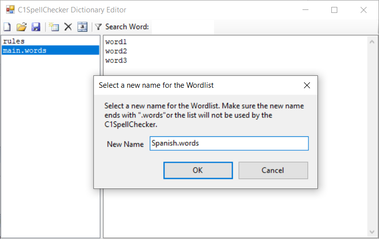 Spanish words list