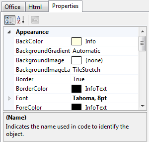 Properties tab