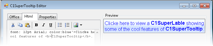 Supertooltip in preview window.
