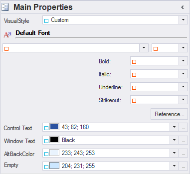 Main Properties Navigation Bar