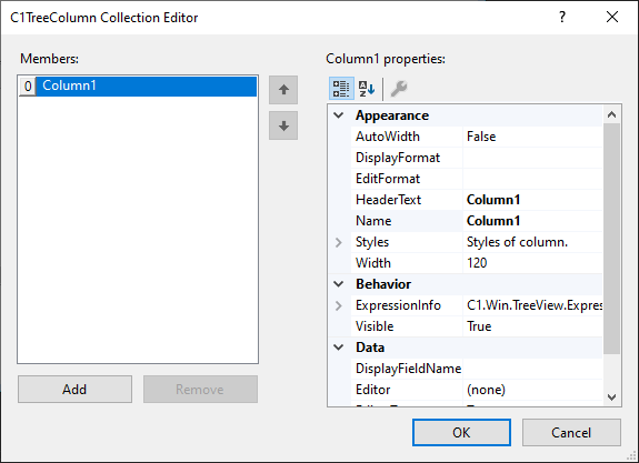 TreeColumn Collection Editor