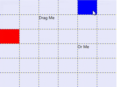 Items dragged and dropped across a grid UI.
