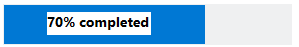 Progressbar showing 70% completed status with white background textblock