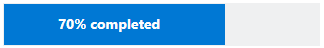 Progressbar showing 70% completed status.