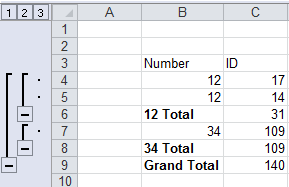 Subtotals in workbook