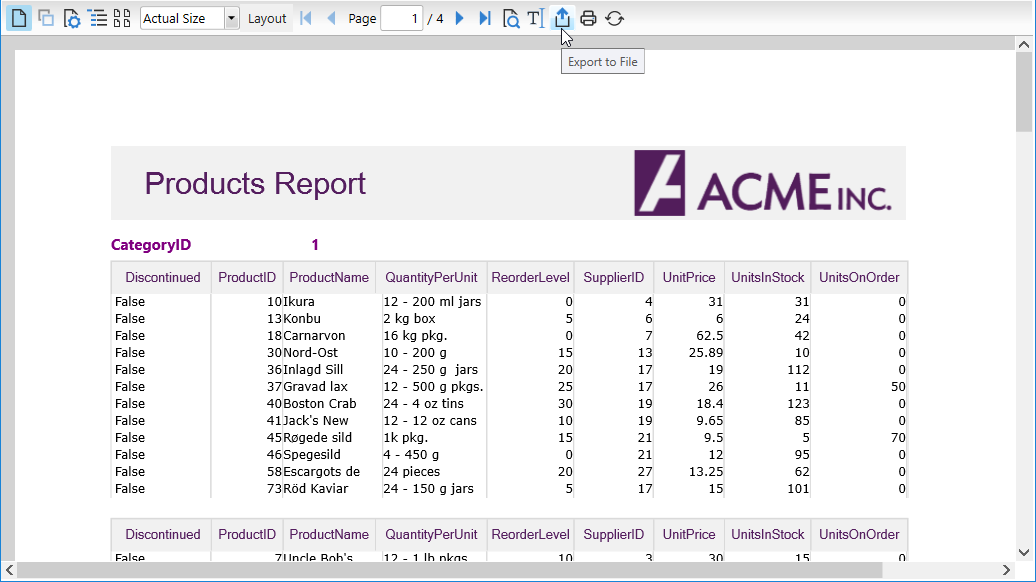 Export reports in viewer